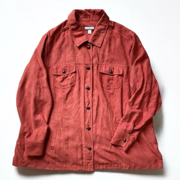 Croft & Barrow Suede Jacket Women Plus 2X Rust Orange Vintage Lightweight Lined - Picture 1 of 12